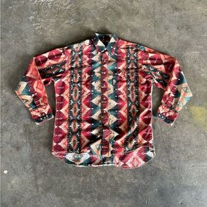 Vintage Wrangler Aztec Patterned Pearl Snap Button Up Shirt